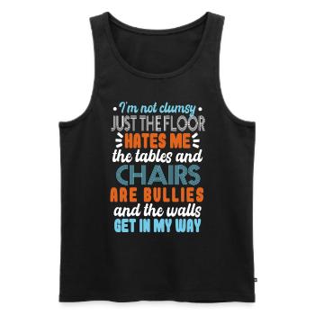 Retro Clumsy Joke Humor - Men's Premium Organic Tank Top - black - Front - Michal (187cm)
