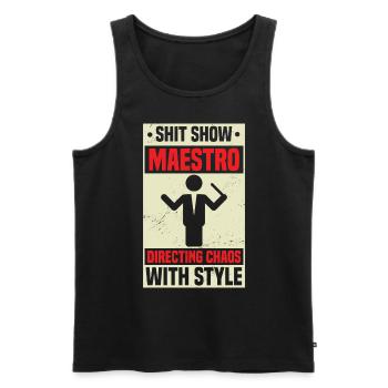 Shit Show Maestro inszeniert das Chaos mit Stil - Männer Premium Bio Tank Top - Schwarz - Vorne - AI Model Male 178 light (178cm)