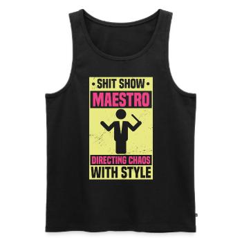 Lustiger Manager Chor Scheiße Show Maestro - Männer Premium Bio Tank Top - Schwarz - Vorne - AI Model Male 178 light (178cm)