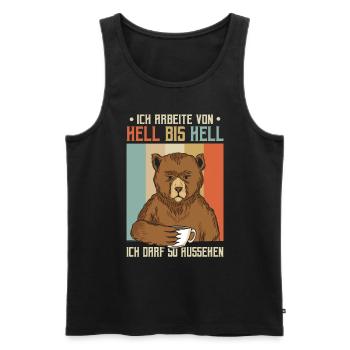 Ich arbeite von hell bis hell Bär - Männer Premium Bio Tank Top - Schwarz - Vorne - Michal (187cm)