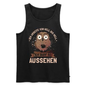 Ich arbeite von hell bis hell - Männer Premium Bio Tank Top - Schwarz - Vorne - AI Model Male 178 light (178cm)