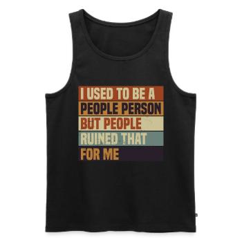 Retro Anti Social Quote People Person - Men's Premium Organic Tank Top - black - Front - Michal (187cm)