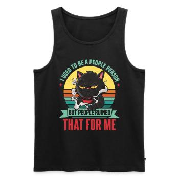Früher war ich ein geselliger Mensch Lustige Katze Asozial - Männer Premium Bio Tank Top - Schwarz - Vorne - AI Model Male 178 light (178cm)