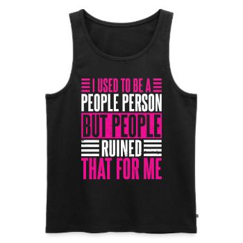 Früher war ich ein geselliger Mensch Frauen - Männer Premium Bio Tank Top - Schwarz - Vorne - AI Model Male 178 light (178cm)