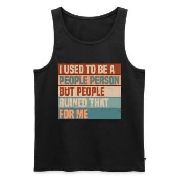 Lustiges Zitat: Ich war früher ein geselliger Mensch - Männer Premium Bio Tank Top - Schwarz - Vorne - AI Model Male 178 light (178cm)