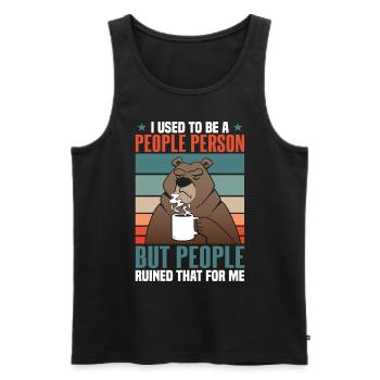 Früher war ich ein geselliger Mensch Bär Kaffee - Männer Premium Bio Tank Top - Schwarz - Vorne - AI Model Male 178 light (178cm)