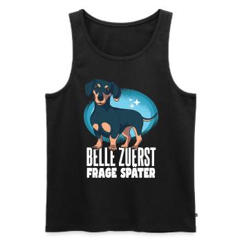 Lustiger Dackel Spruch - Männer Premium Bio Tank Top - Schwarz - Vorne - AI Model Male 178 light (178cm)