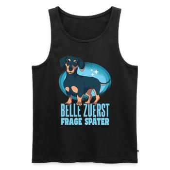 Hundebesitzer Sprüche Dackel Lustig - Männer Premium Bio Tank Top - Schwarz - Vorne - Michal (187cm)