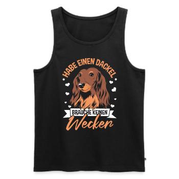 Lustiger Dackel Spruch - Männer Premium Bio Tank Top - Schwarz - Vorne - Michal (187cm)