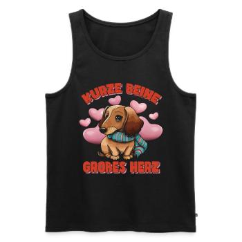 Kurze Beine Großes Herz Dachshund Rauhaardackel - Männer Premium Bio Tank Top - Schwarz - Vorne - Michal (187cm)