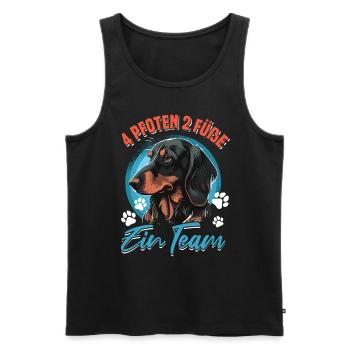 4 Pfoten 2 Füße EinTeam Dackel - Männer Premium Bio Tank Top - Schwarz - Vorne - Michal (187cm)