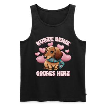 Kurze Beine Großes Herz Dackel Dachshund - Männer Premium Bio Tank Top - Schwarz - Vorne - Michal (187cm)