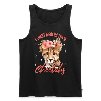 Ich liebe Geparden einfach - Männer Premium Bio Tank Top - Schwarz - Vorne - AI Model Male 178 light (178cm)