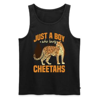 Nur ein Junge, der Geparden liebt - Männer Premium Bio Tank Top - Schwarz - Vorne - Michal (187cm)