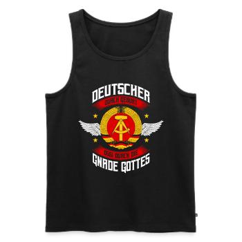 Deutscher Durch Geburt Ossi Durch Die Gnade Gottes - Männer Premium Bio Tank Top - Schwarz - Vorne - Michal (187cm)