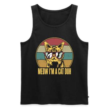 Miau, ich bin eine Katze, duh Katze Sonnenbrille Lustig - Männer Premium Bio Tank Top - Schwarz - Vorne - AI Model Male 178 light (178cm)
