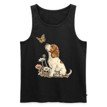 Beagle und Schmetterling - Männer Premium Bio Tank Top - Schwarz - Vorne - AI Model Male 178 light (178cm)