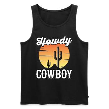 Salut Cowboy - Débardeur bio Premium Homme - noir - Devant - AI Model Male 178 light (178cm)