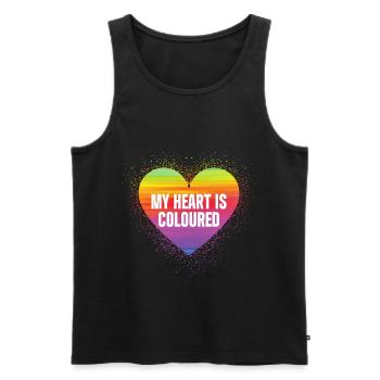 My heart is coloured / LGBTQ Gay Pride Design - Männer Premium Bio Tank Top - Schwarz - Vorne - Michal (187cm)
