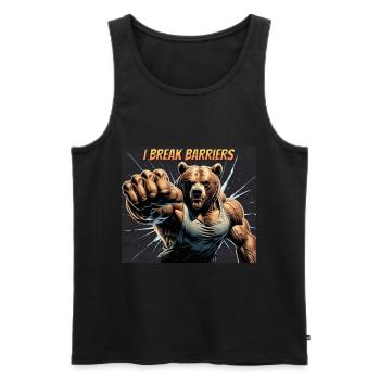 Motivational Muscular Bear – Motivational T-Shirt - Men's Premium Organic Tank Top - black - Front - AI Model Male 178 light (178cm)