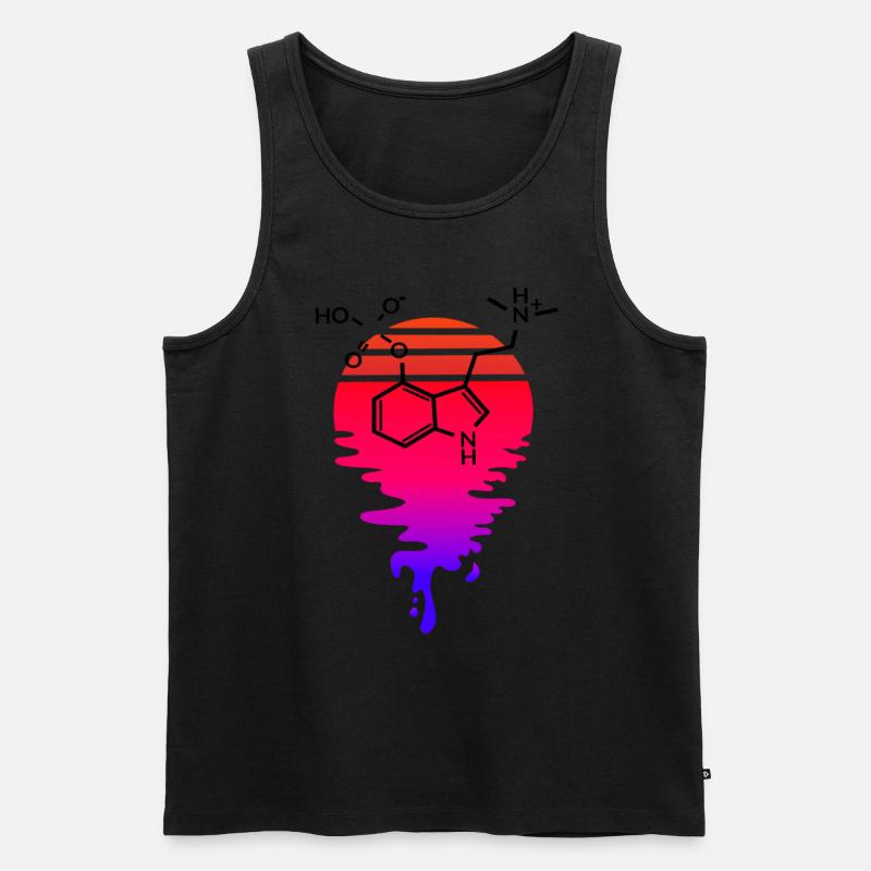 Psilocybin Molekül mit Retro Sunset - Männer Premium Bio Tank Top - Schwarz