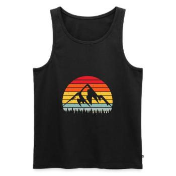 Berge Wald Retro Vintage - Männer Premium Bio Tank Top - Schwarz - Vorne - AI Model Male 178 light (178cm)