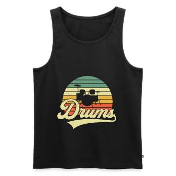 Schlagzeug Drums Retro Vintage - Men's Premium Organic Tank Top - black - Front - AI Model Male 178 light (178cm)
