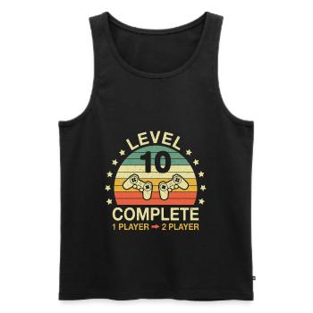 Level 10 Complete Gamer 10 Anniversary Wedding Anniversary - Men's Premium Organic Tank Top - black - Front - AI Model Male 178 light (178cm)
