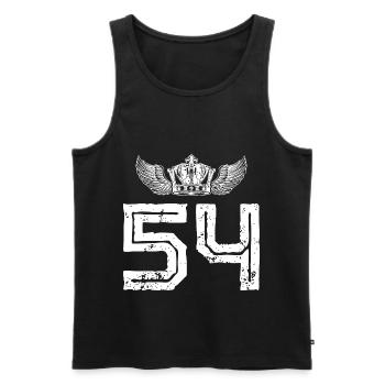 54 Couronne de numéros - Débardeur bio Premium Homme - noir - Devant - Michal (187cm)
