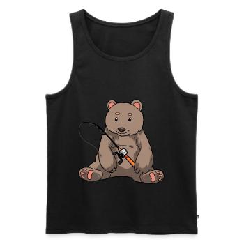 Brown Bear Angel Angler Fish Catch Fish Bear - Men's Premium Organic Tank Top - black - Front - Michal (187cm)