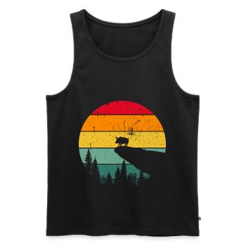 Vintage Retro Pig Pig Sau Bauer - Men's Premium Organic Tank Top - black - Front - AI Model Male 178 light (178cm)