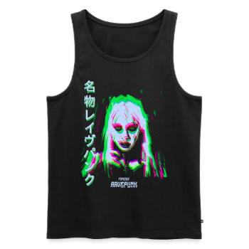 Famous Ravepunk Kalt Grün Glitch - Männer Premium Bio Tank Top - Schwarz - Vorne - AI Model Male 178 light (178cm)