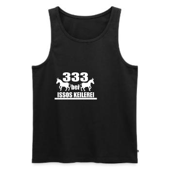 333 bei Issos Keilerei ,Eselsbrücke Spruch humor - Männer Premium Bio Tank Top - Schwarz - Vorne - Michal (187cm)