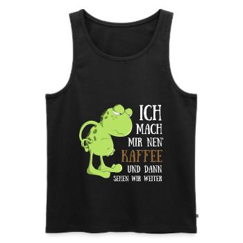 Frosch Kaffee trinken Morgenmuffel Spätaufsteher - Männer Premium Bio Tank Top - Schwarz - Vorne - Michal (187cm)