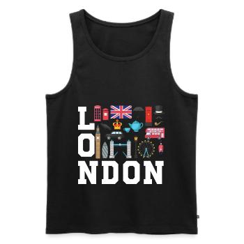 London England UK Great Britain - Men's Premium Organic Tank Top - black - Front - AI Model Male 178 light (178cm)