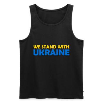 We stand with Ukraine - Men's Premium Organic Tank Top - black - Front - AI Model Male 178 light (178cm)