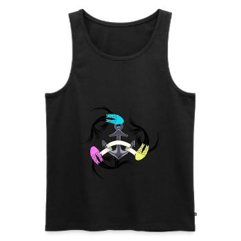Maritime fish anchor seafaring fantasy carp - Men's Premium Organic Tank Top - black - Front - Michal (187cm)