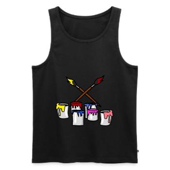 Brush Paint Painter Artist Workspace Job - Men's Premium Organic Tank Top - black - Front - Michal (187cm)