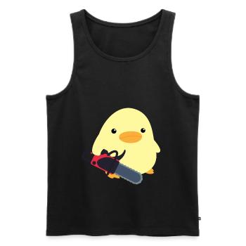 Duck with chainsaw meme chick gift idea chicken - Men's Premium Organic Tank Top - black - Front - AI Model Male 178 light (178cm)