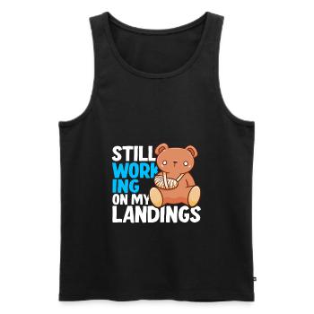 I'm still working on my landing - Men's Premium Organic Tank Top - black - Front - Michal (187cm)