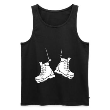 Hiking Boots Hiking Camping Adventure Trekking - Men's Premium Organic Tank Top - black - Front - Michal (187cm)