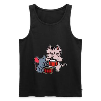 Musicians Mouse Drummer Kids Toddler Cat - Men's Premium Organic Tank Top - black - Front - AI Model Male 178 light (178cm)