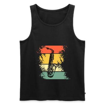 Jazz Saxophone Musician Instrument - Men's Premium Organic Tank Top - black - Front - Michal (187cm)