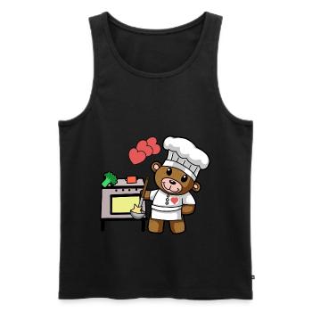 Teddybär Koch kochen Kochkunst Restaurant Küche - Männer Premium Bio Tank Top - Schwarz - Vorne - Michal (187cm)