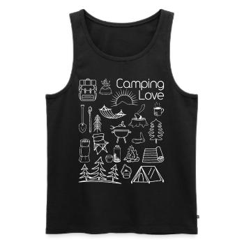 Camping Love Lineart weiss - Männer Premium Bio Tank Top - Schwarz - Vorne - AI Model Male 178 light (178cm)