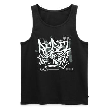 Graffiti urbain streetwear - Débardeur bio Premium Homme - noir - Devant - Michal (187cm)