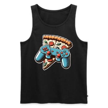 Pizza Gaming Gamer - Men's Premium Organic Tank Top - black - Front - Michal (187cm)