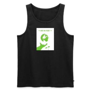 Save the world - Men's Premium Organic Tank Top - black - Front - AI Model Male 178 light (178cm)