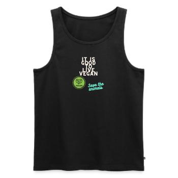 It Is Good to live Vegan - Männer Premium Bio Tank Top - Schwarz - Vorne - Michal (187cm)