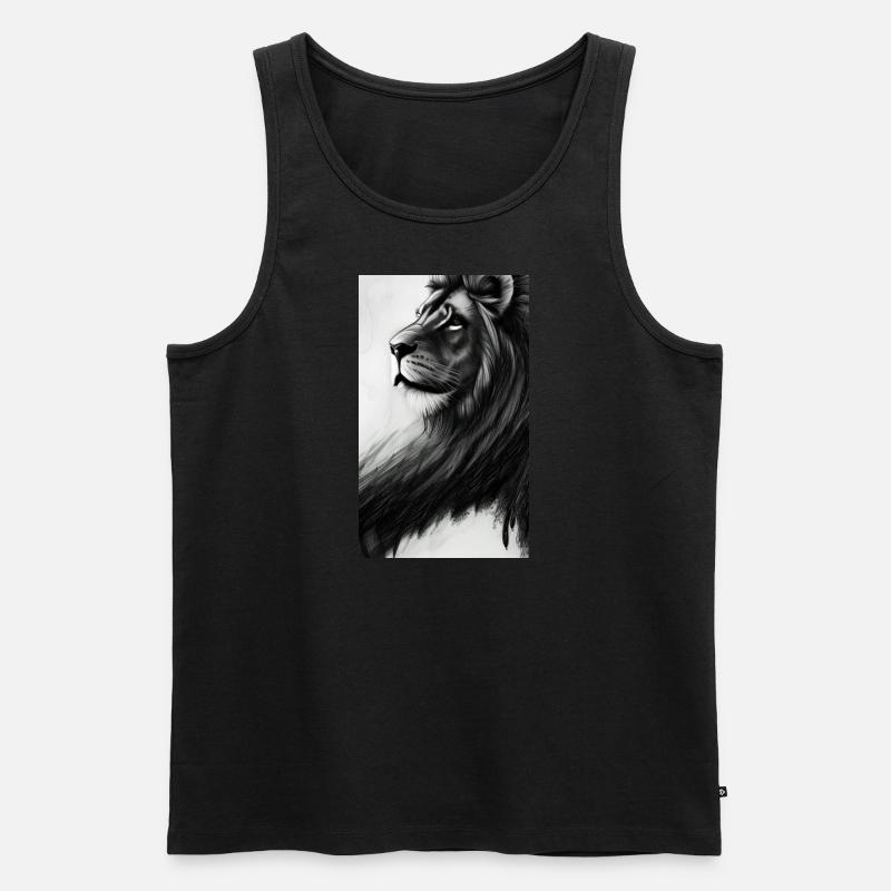 Löwe Schwarz und Weiß - Männer Premium Bio Tank Top - Schwarz